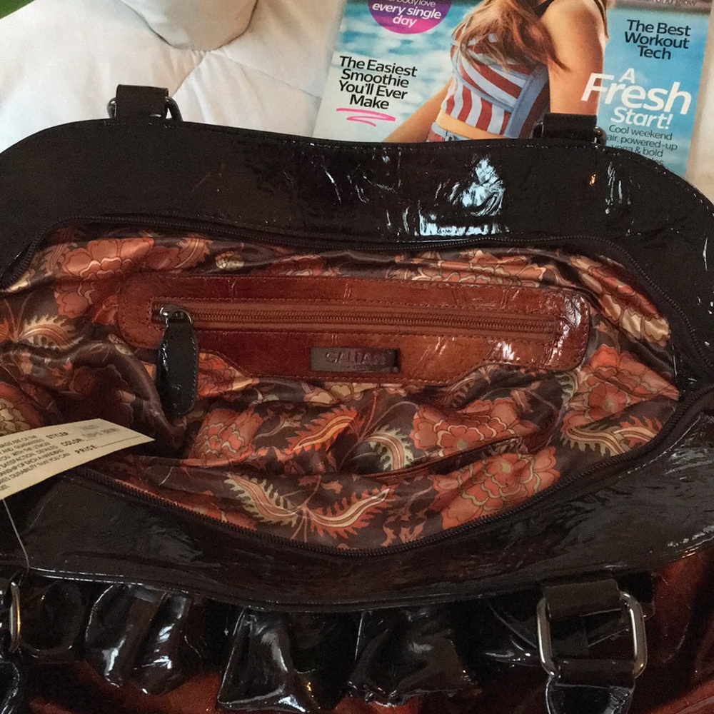 New Galian New York Large Faux Leather Tan Handbag - Picture 4 of 7